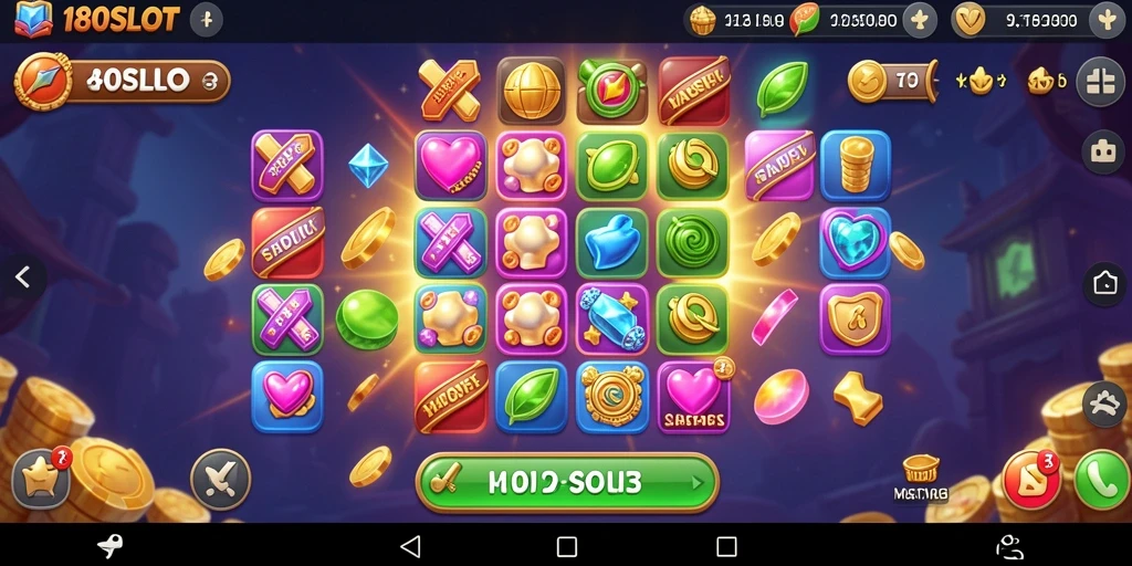 Tangkapan layar 180SLOT menampilkan gameplay menarik Match-3.