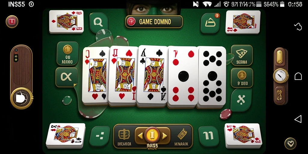 Screenshot utama menunjukkan aksi seru dalam permainan Domino.