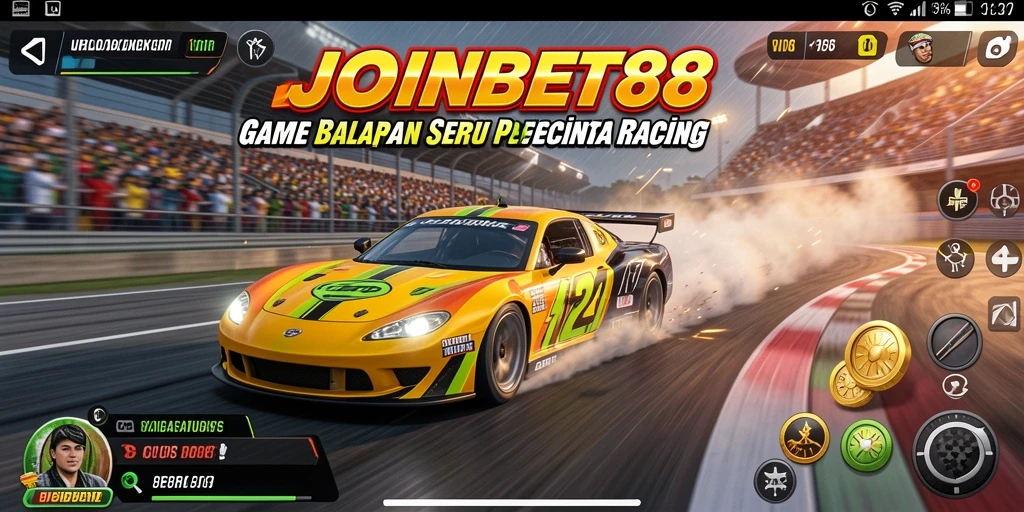 Tangkapan layar dari <strong>JOINBET88</strong> menunjukkan aksi balapan yang mendebarkan.