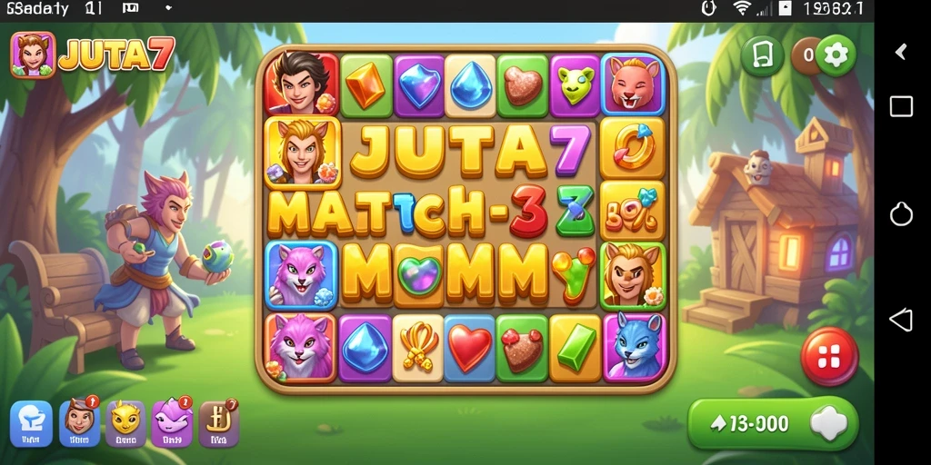 Screenshot gameplay JUTA7 dengan kombinasi Match-3 yang menarik.