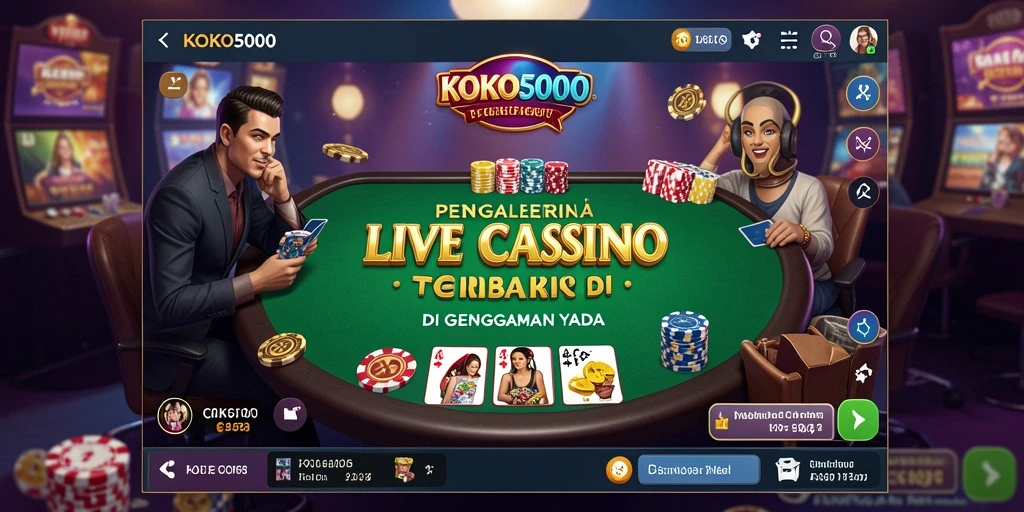 Screenshot KOKO5000 menampilkan dealer langsung dalam permainan Live Casino yang mendebarkan.