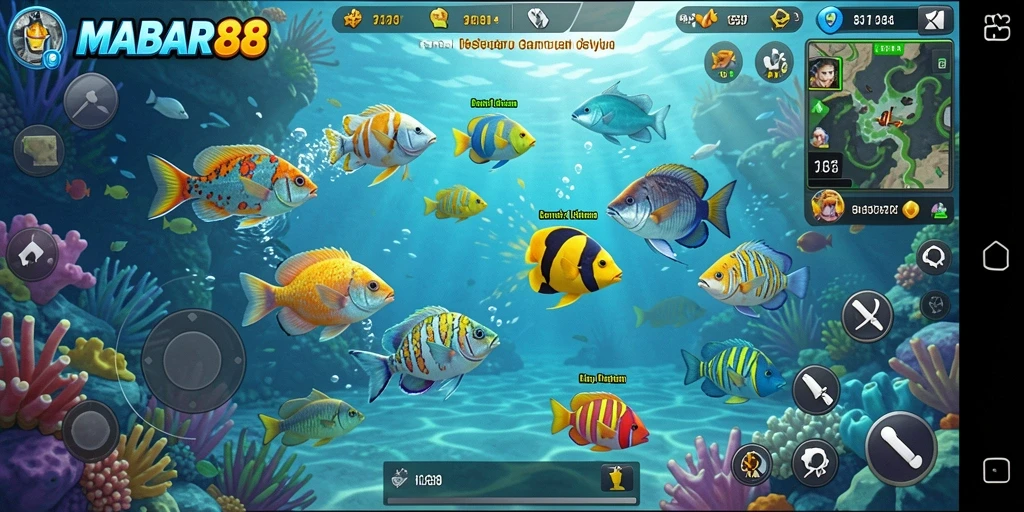 Tampilan gameplay MABAR88 yang menarik saat menangkap ikan.