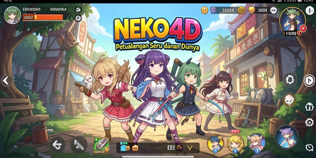 Screenshot gameplay NEKO4D menampilkan aksi karakter Anime yang dinamis.