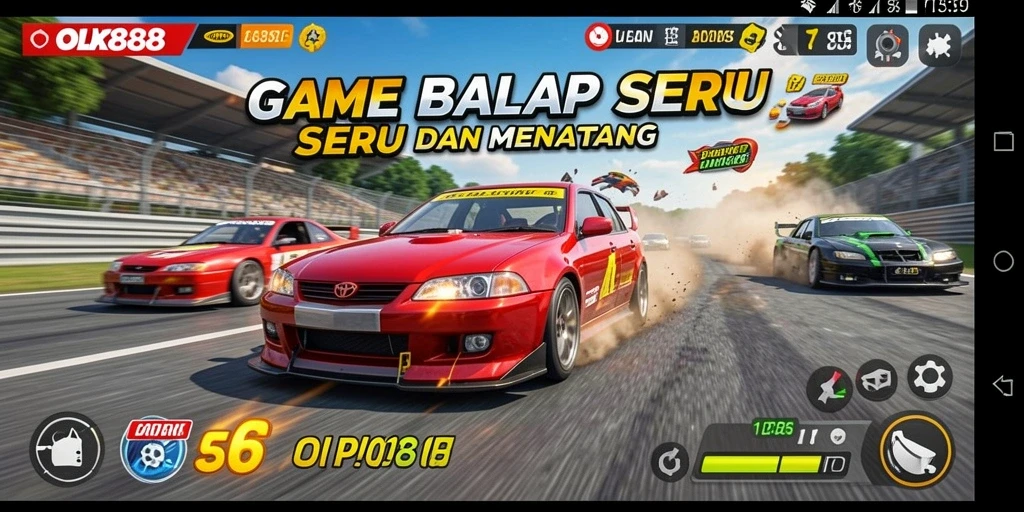 Tangkapan layar dari gameplay Racing yang mendebarkan di OLX888.