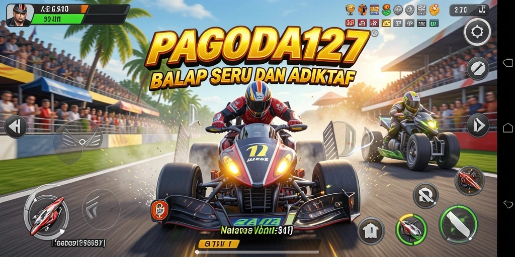 Screenshot PAGODA127 menampilkan aksi balapan yang mendebarkan.